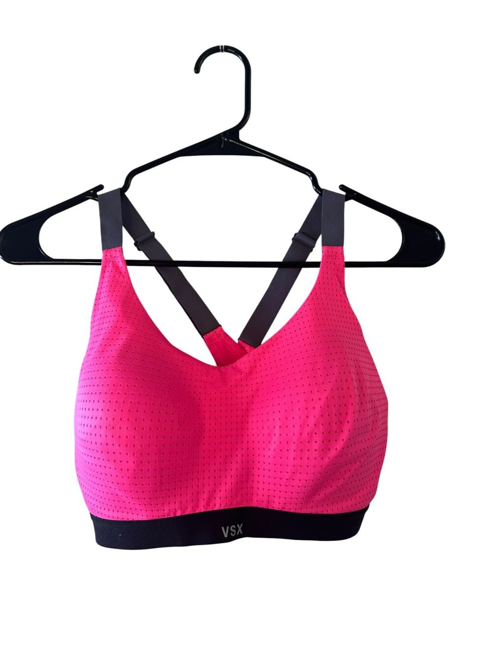 VSX Pink Perforated Crisscross Back Padded Sports Bra Women Sz 34D